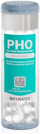 Max Water 10" x 2.5" Anti-Scale Water Filter Cartridge, Siliphos Polyphosphate (PHO) Replacement Filter, Fits Standard 10" Whole House Water Filtration System, Reduces Scale, Corrosion & Iron Staining by MaxWater