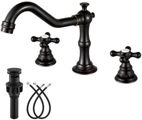 gotonovo Bathroom Faucet 3 Hole Vintage, Oil Rubbed Bronze, Hot Cold Label by HOME