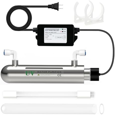 UV Water Filter,Add-on Kit for Under Sink Water Filtration Systems,Ultraviolet Water Purifier Sterilizer Filter for Whole House Water Purification,0.5GPM 6W Lamp Power 110V (SSE-006) by AquariumPetsFishMonopoly