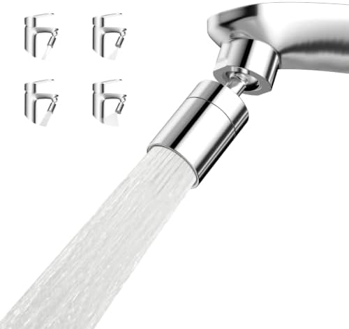 Hibbent 4-Mode Faucet Aerator, Faucet Sprayer Attachment, Chrome by Hibbent