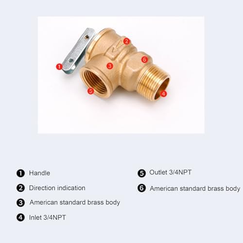 Temperature Pressure Relief Valve 3/4 NPT 150PSI Hot Water Storage Tank, Brass Material, High Temperature - Reliable Pressure Relief, Wide Application, Safe Water Heater Kit - Image 3