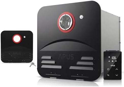 APUS 80,000 BTU RV Black Tankless Water Heater, Propane On-Demand 4.8GPM 12V with Remote, Plus Extra Black Flush-Mount Door Kit, High Altitude Ready, CSA Certified by APUSWATEREQUIPMENT
