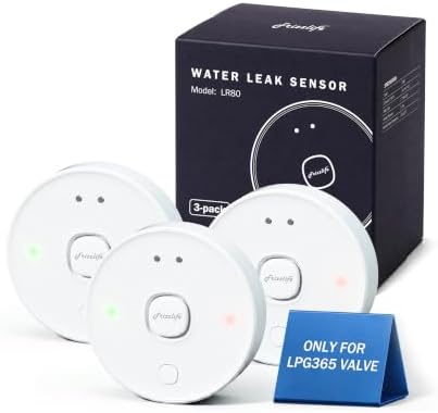 Frizzlife LR80 Smart Water Leak Detector ONLY for LPG365 Shutoff Valve, LoRa Long-Range Leak Sensor, Triggers Automatic Valve Shutoff with APP Push, Sound＆Silent Alarm, 3pcs by FRIZZLIFE