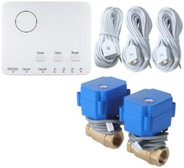 Water Leak Prevention Kit - Automatic Pipe Valve Shut-Off BSP Brass Faucet 1/2" 3/4" 1" with 3pc 6M Water Sensors(DN20 valves System) by Unknown