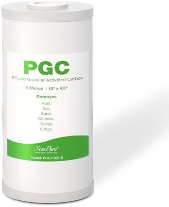 5 Micron 10" x 4.5" PGC Sediment Carbon Whole House Water Filter Cartridge by SimPure_Water