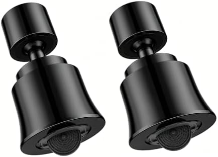 2 Pack Metal Faucet Aerator - Dual Modes Sink Sprayer Attachment for Bathroom - 360° Swivel Kitchen Faucet Sprayer Attachment - Anti-clogging Design - Black by SUPAFA