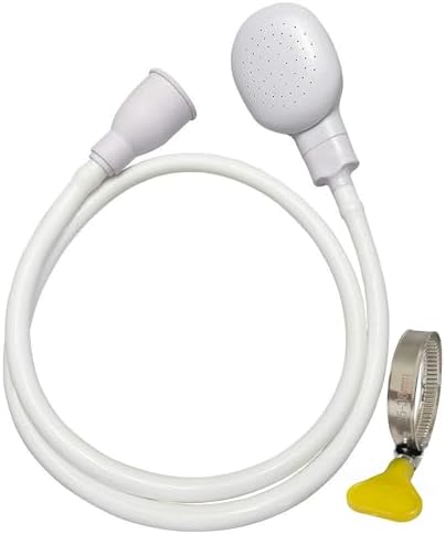 Portable Shampoo Sink Spray Hose, Faucet Attachment with Nozzle for Hair Washing, Baby & Pet Bathing, Vegetable Rinsing, White (White, 1M/41.5IN) by U-BCOO