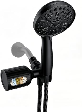 Filtered Shower Head with Handheld 10 Modes for Hard Water by Heable