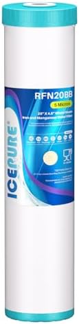 ICEPURE 5 Micron 20" x 4.5" RFN20BB Whole House Iron & Manganese Reduce Water Filter Replacement for FM25B, RFFE20-BB, CFRFFE-20BB, 1 Pack by ICEPURE
