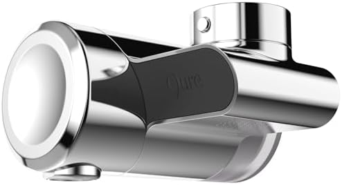 Qure Skincare Bathroom Sink Filter Water Faucet for Skin, Reduces 99% Chlorine and Heavy Metals, Skin Hydration in 4 Weeks, Reduces Build-Up, Balances pH, Softer Skin & Hair - Silver by Qure