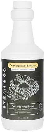 Steam & Go Demineralized Water for Handheld Garment Steamers, Boutique Hotel Scent, Mineral-Free Formula to Help Prevent Buildup & Support Steam Performance, 16 Fl Oz by SteamandGo
