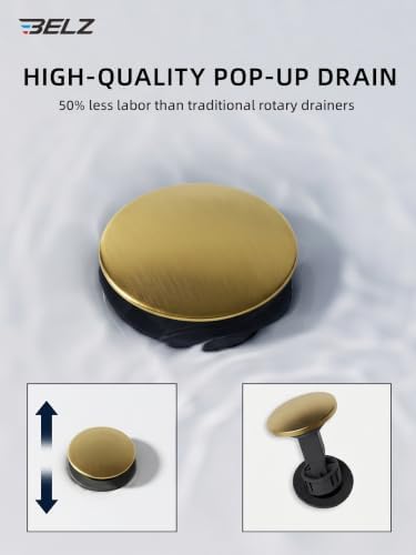 BELZ Gold Bathroom Faucet, Lead-Free for 1 or 3 Hole 4" Vanity Sink - Image 5