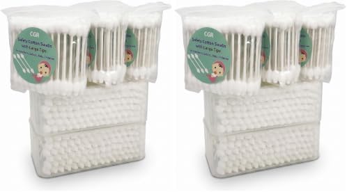 400pcs CGR Baby Safety Cotton Swabs with Large Tips for Newborn Babies Kids (Pack of 2) by CGR