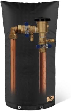 Backflow Preventer Insulation Cover - Water Pipe Insulation Sprinkler Cover for Outside - Insulated Backflow Cover Pouch for Irrigation Back Flow Valve in Winter or Sun Exposure (18"W x 34"H, BLACK) by DEMEDO