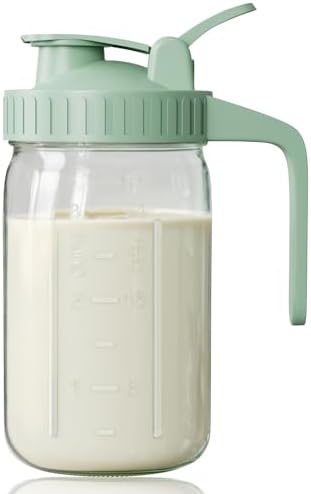 32 oz Breast Milk Pitcher, Glass Mason Jar Pitcher with Lid by OneDream