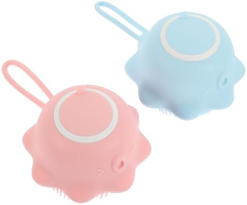 Silicone Shower Brush 2Pcs with Soap Holder for Babies Bath Time by DIYEAH