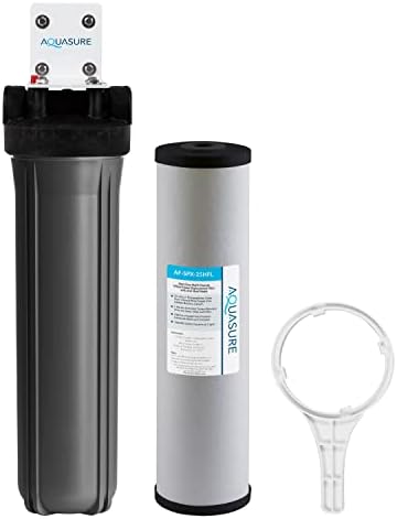 Aquasure Fortitude V2 Series Whole House Multi-Purpose Sediment/Carbon/Siliphos Anti-Rust, Bacteria & Scale Inhibiting Water Filter System, Large Size | Reduces Chlorine, Taste & More (AS-FL-25SPX) by Aquasure