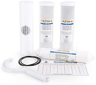 Ultima 7/VII 5 Stage Universal Under Sink Water Filter System Replacement Cartridges with Quick Connect Post Carbon Filter Kit Without Membrane GRO-050 Compatible. by BetterHomeWaterTreatment