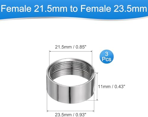 uxcell 3Pcs Faucet Adapter, Female 0.85in to Female 0.93in Kitchen Sink Stainless Steel Tap Aerator Adapter to Connect Garden Hose, Water Filter, Standard Hose Diverter - Image 2