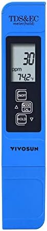 VIVOSUN TDS Tester 3-in-1 TDS EC & Temperature Meter Ultrahigh Accuracy Digital Water Quality TDS Tester (Blue) by VIVOSUN