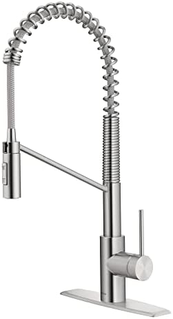 KRAUS Oletto Commercial Style Single Handle Pull Down Kitchen Faucet with QuickDock Top Mount Installation Assembly in Spot Free Stainless Steel, KPF-2631SFS by Unknown