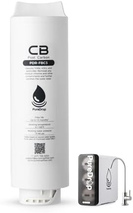 PureDrop PDR-FBC3 Post Carbon Replacement Filter Cartridge for PDR-3CUW Ultra-Filtration Under Sink Water Filter System by PureDrop