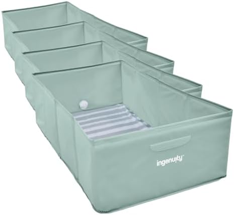 Ingenuity Tuckaway Toddler Folding Tub, Converts Shower to Tub, Folds to Store, Easy to Clean, No Assembly Required, Portable Baby Bathtub for Travel, 12M-5Y, Green (Pack of 4) by Ingenuity