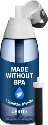 Brita Hard-Sided Plastic Premium Filtering Water Bottle, BPA-Free, Reusable, Replaces 300 Plastic Water Bottles, Filter Lasts 2 Months or 40 Gallons, Includes 1 Filter, Night Sky - 36 oz. by Brita