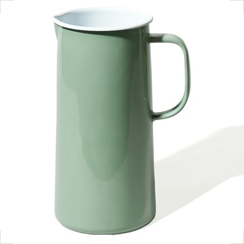 Falcon Enamelware Pitcher (57 oz), Metal Pitcher with Spout & Handle by FalconEnamelware