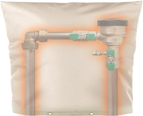 Angooni Upgraded Backflow Preventer Cover Aluminum Foil (5°F) - 30" W x 24" H Industrial 600D Winter Sprinkler Valve Covers for Outside, Anti-UV Winter-Freeze Water Well Pump Cover, Beige by Angooni