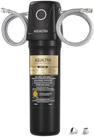 AQUALTRA USF01-BK Under Sink Water Filter System, 12K Gal, NSF/ANSI/CAN 372 Certified, Reduces PFOA, PFOS, Chlorine, Lead, Mercury, Chloramine, Fluoride, Microplastics Particles, Bad Taste & Odor by AQUALTRA
