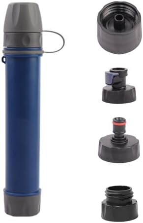 1 Pack Survival Water Filter Straw for Hiking & Camping, 2025 Personal Portable Water Purifier, 3000L Long Life, Includes Bottle & Hydration Bladder Adapters (1, Dark Blue, 3x3x19.3cm) by Unknown