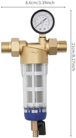 Reusable Whole House Spin Down Sediment Water Filter 40μm Flushable Prefilter Filtration 1.26" MNPT + 3/4" FNPT,Spin Down Filter Pressure Range 1-20Bar/14.5-290.1PSI - Image 2
