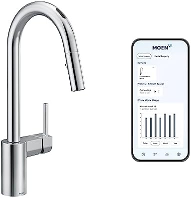 Moen Align Chrome Smart Faucet Touchless Kitchen Faucet with Pull Down Sprayer, Modern Kitchen Sink Faucet with Voice Control and Power Boost, 7565EVC by Unknown