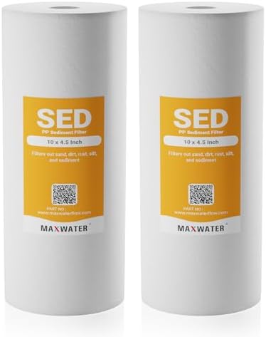 Max Water 5 Micron 10 x 4.5 Whole House Sediment Water Filter Replacement Cartridge Compatible With DGD-5005, AP810, SDC-45-1001, HD-950A, WFHD13001B, 2-Pack by MaxWater