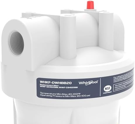 Whirlpool 20" x 4.5" Whole House Water Filter Housing, NSF Certified System for Sediment Carbon Filter, Home Pre-Filtration for Well and City Water, 1" Port with Pressure Relief, Filter Not Included - Image 4