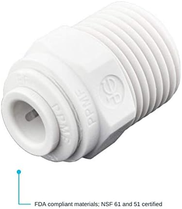 John Guest 1/4 Inch OD x 3/8 Inch NPT Straight Connector, Push to Connect Plastic Plumbing Fitting, PP010823WP - Image 3