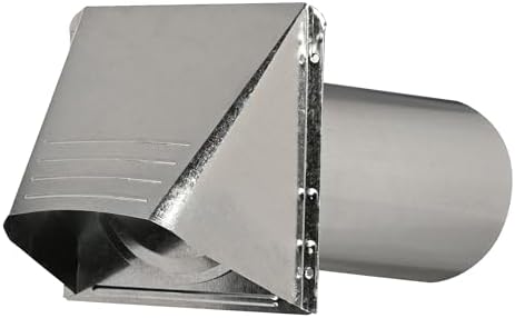 Deflecto Dryer Vent, Wide Mouth Galvanized Vent Hood with Pipe, Silver, 4” (GVH4NR) , GRAY - Image 2