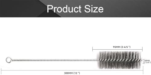 12 Inch Pipe Cleaning Brush Set with Stainless Steel Bristles, Steel Wire Tube Brush Kit for Auto Parts Polishing, Machining, Bottles, Tubes, Etc.（40mm-2pcs） - Image 2