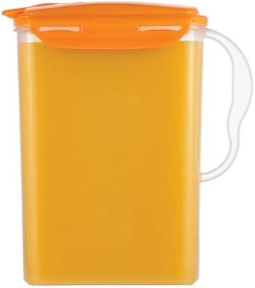 LocknLock Aqua Fridge Door Water Jug | Clear Pitcher | BPA Free Plastic Pitcher with Lid | 3 Quart Pitcher with Lid for Water, Juice, Tea & More Beverages, Orange by LocknLock