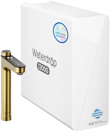 Waterdrop X12Alkaline Mineral Reverse Osmosis System 1200 GPD Gold Faucet by Waterdrop