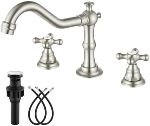 gotonovo Bathroom Faucet 3 Hole Vintage, Brushed Nickel, H C Label by HOME