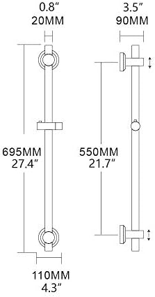 Tecmolog 69cm Shower Head Slide Bar ABS Plastic Height Adjustable Suction Cups Shower Bar with Dish Black, BB4044 - Image 5