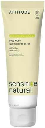 ATTITUDE Body Lotion for Sensitive Skin with Oat, EWG Verified, Dermatologically Tested, Vegan, Vanilla Cream Scent, 8 Fl Oz (Pack of 6) by ATTITUDE