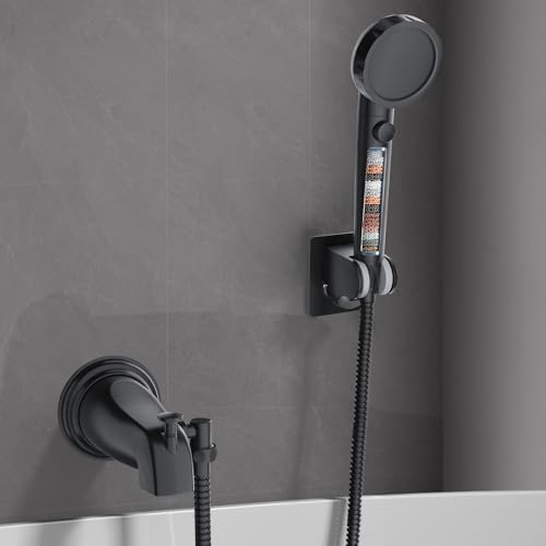 All Metal Bathtub Faucet Sprayer Attachment with filter, Black by HEROBAI