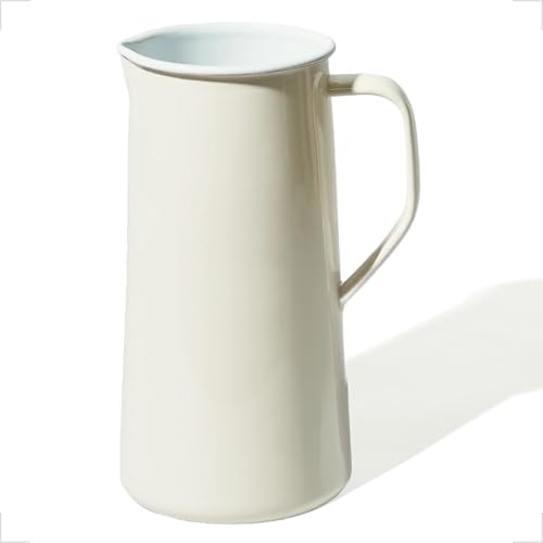 Falcon Enamelware Pitcher (57 oz), Metal Pitcher with Spout & Handle by FalconEnamelware