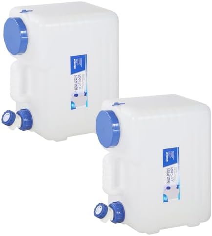 REDCAMP 3.9 Gallon/15L Portable Water Container with Spigot, White 2 Pack by REDCAMP