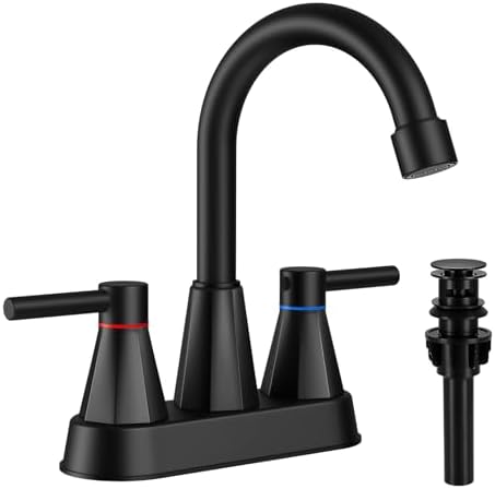 Matte Black Bathroom Sink Faucet, 2-Handle 4-inch Centerset Faucet by IUERASD