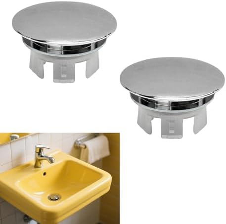 2 Pack Sink Basin Overflow Trim Ring,Solid Brass Bathroom Sink Trim Overflow Cover,Bathroom Kitchen Sink Trim Overfollow Cover Insert in Hole Round Caps(Silver) by Anglepingping