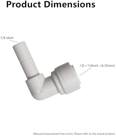 Water Pipe Stem Elbow Connector for 1/4" Tubing 90 degree elbow Push to Connect Plastic Quick Fittings for Reverse Osmosis System(Pack of 10) - Image 2